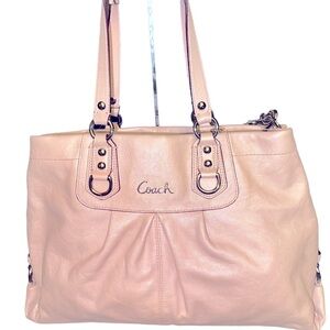 COACH ASHLEY LEATHER LARGE SATCHEL CARRYALL BAG PURSE PINK, #F15513 NWT